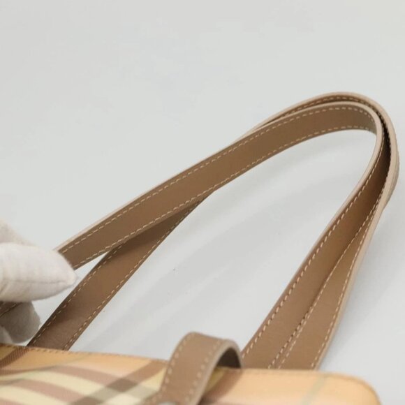 BURBERRY Nova Check Hand Bag PVC Beige Silver - Picture 8 of 16